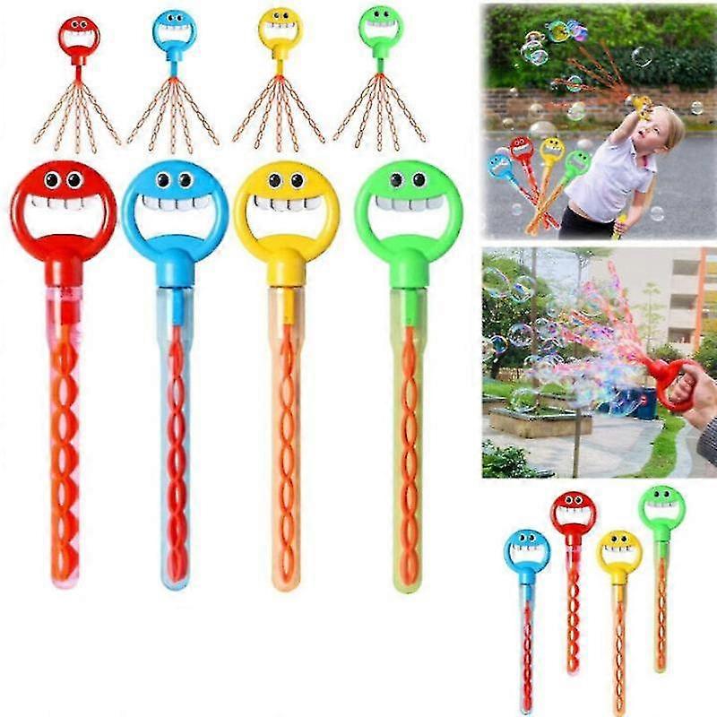 32 Loch Smiling Face Bubble Stick mit Seifenblasen Nachfüllung, Kinder Seifenblasenstab Spielzeug