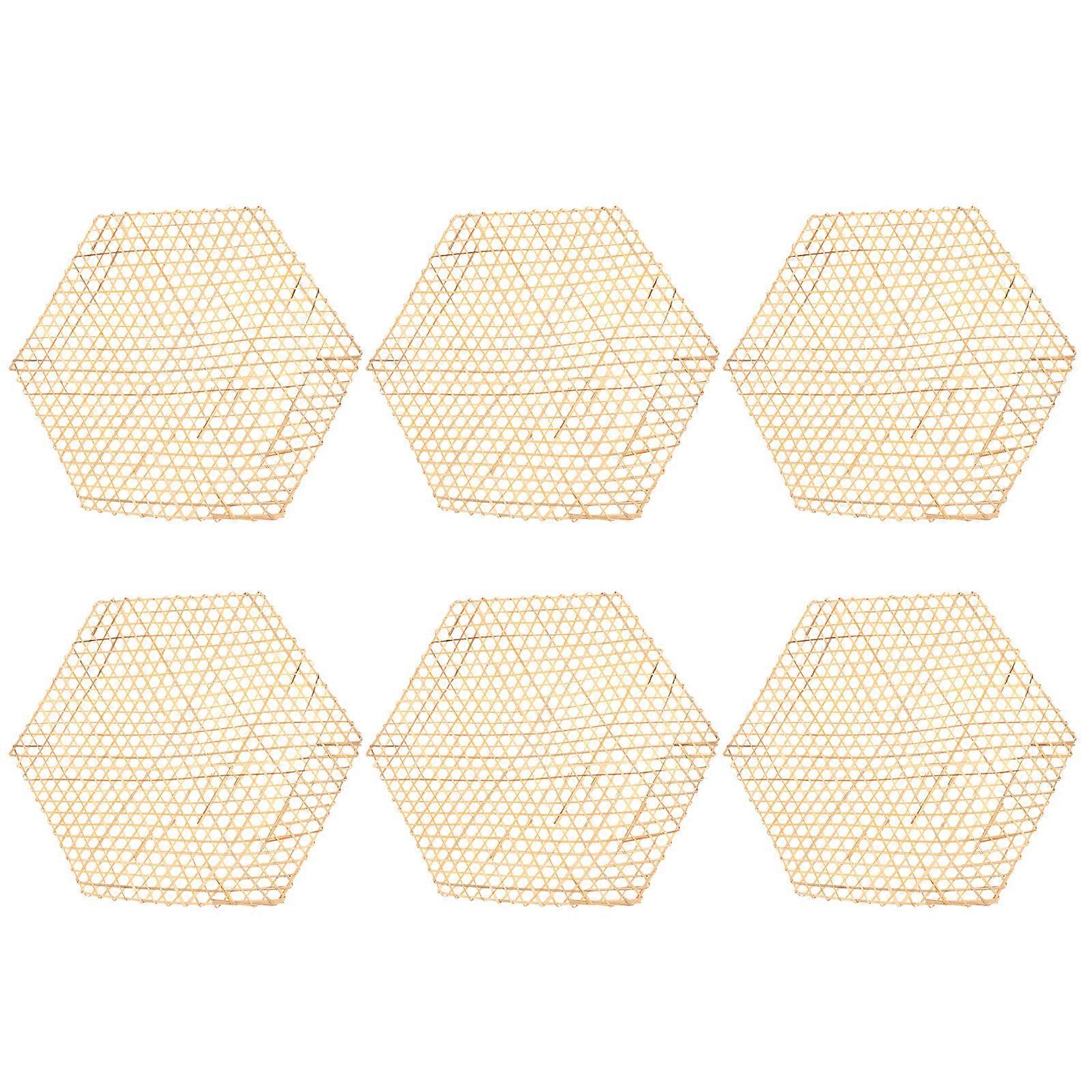 6pcs Handmade Bamboo Mats Plate Mats Decorative Dish Mats Bamboo Mesh Mats