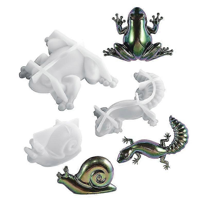 Set of 3 Animal Shaped Epoxy Resin Molds with Realistic Snail Frog and Lizard