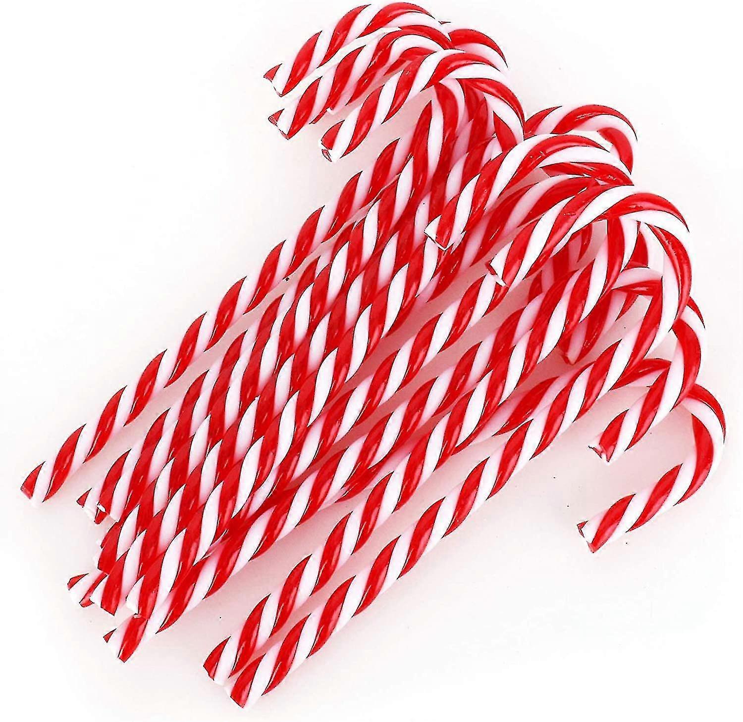 Red White Candy Cane Christmas Tree Hanging Ornaments, 12 Pcs
