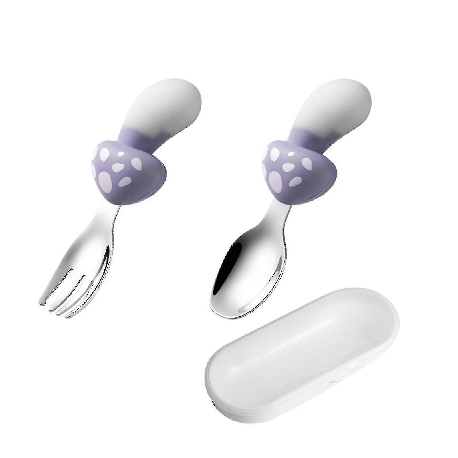 1 Set Kids Tableware Set Stainless Steel Mushroom Shape Spoon Fork Set
