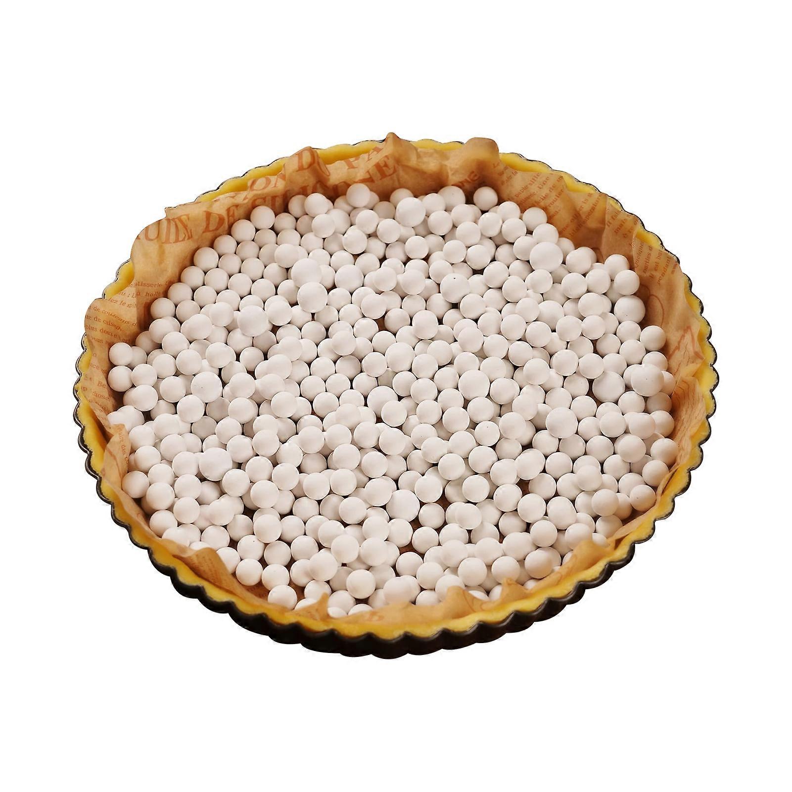 Ceramic Pie Weights Baking Beans 1.1/2.2Lb Reusable 10mm Natural Ceramic Stoneware with Container Heat-Resistant Baking Tool for Pies Pastries