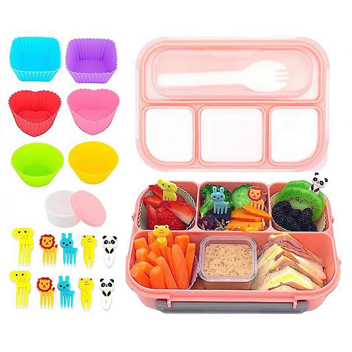 20Pcs Leak-Proof Bento Lunch Box Set for Ages 3-7 1.3L Capacity Drop-Proof Dishwasher Safe BPA-Free