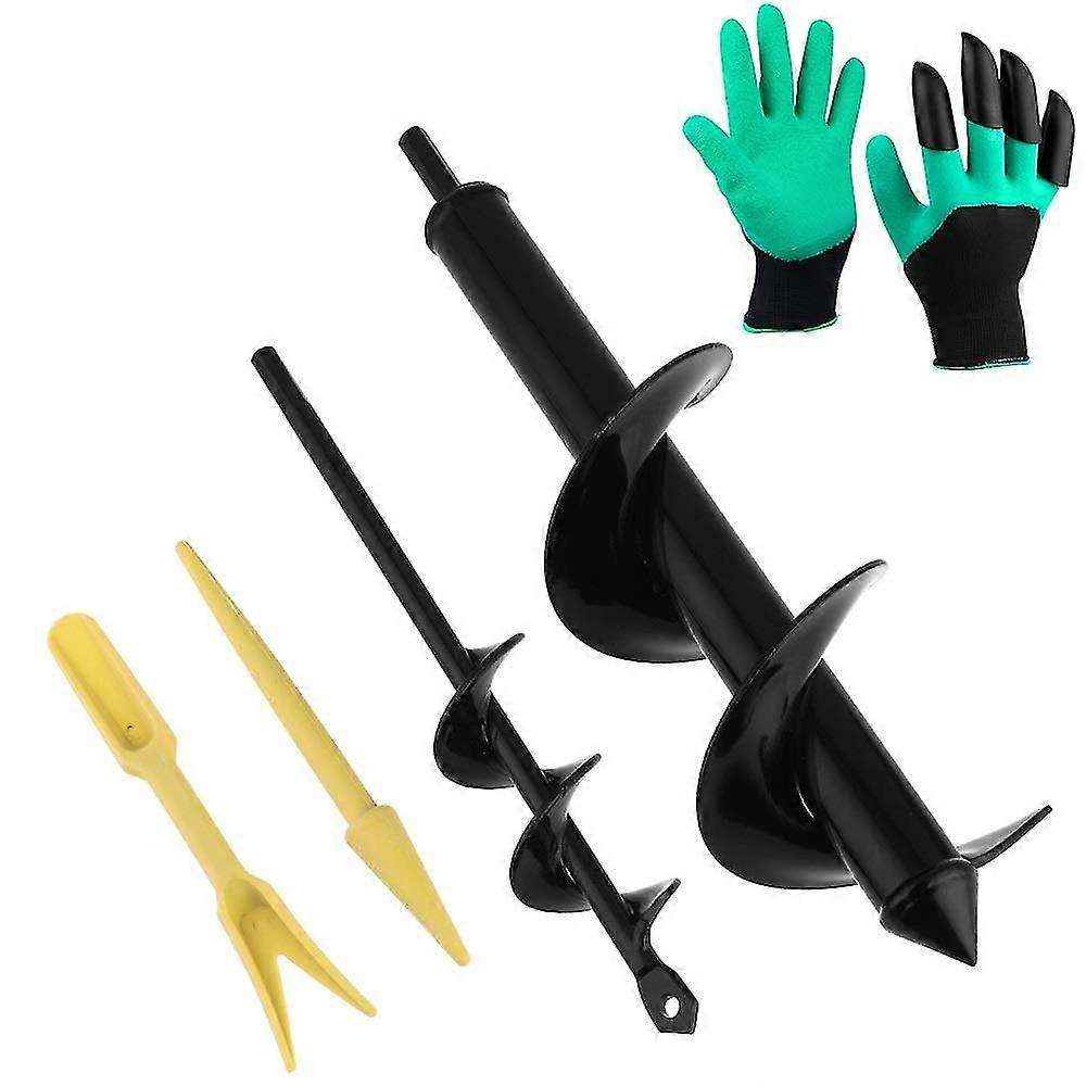 Taladro Manual Con Broca De 2 Bulbos, Herramienta De Plantacin Con Guantes De Jardn Para Bulbos De Flores De Plntulas Rpidas, 30 X 8 Cm, 22 X 4 Cm Ssx