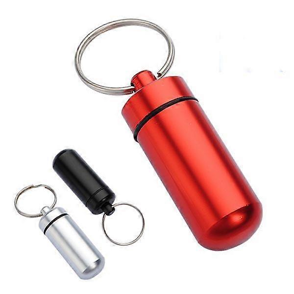 3 pcs Aluminium Pill Box Case Bottle Holder Container Keychain