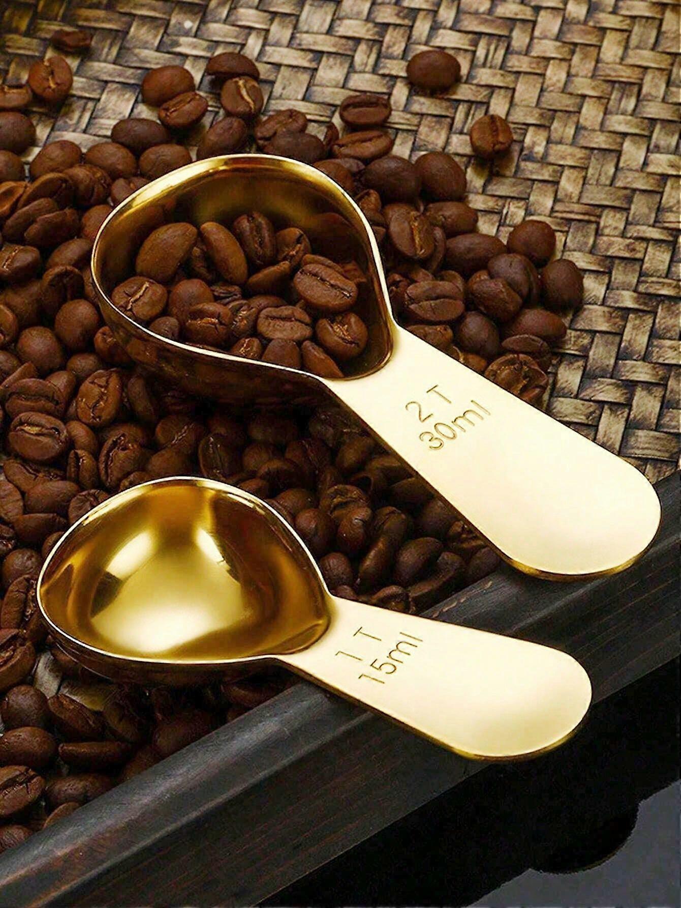 1/2 قطعة 304 ملعقة قياس حبوب البن الفولاذ المقاوم للصدأ مع مقياس ، أداة الخبز لمسحوق الحليب قياس اللوازم المدرسية