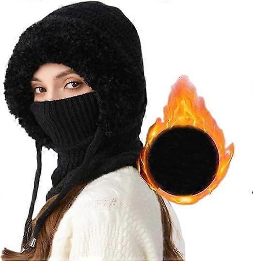 3-in-1 Winter Balaclava Knitted Hat for Women, Autumn Winter Cold Resistant Thermal Caps