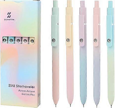 Gel Pens, 5 Pcs 0.7mm Quick Dry Black Ink Pens Fine Point Smooth Writing Pens, Cute Office School Supplies Gifts for Women