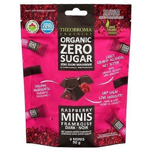 Theobroma 有机无糖黑巧克力和覆盆子迷你巧克力，90 克（10 箱装）