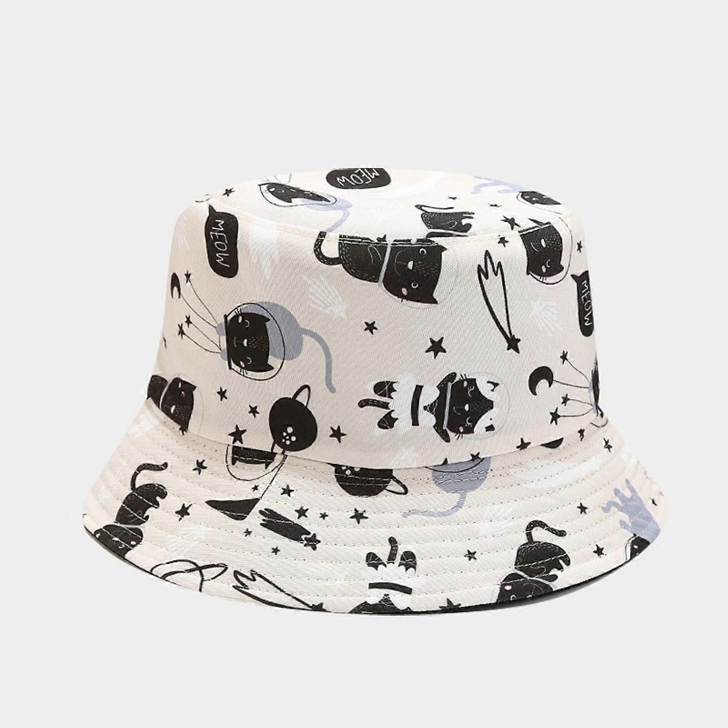 Cute Bucket Hat Beach Fisherman Hats for Women, Reversible Double-Side-Wear