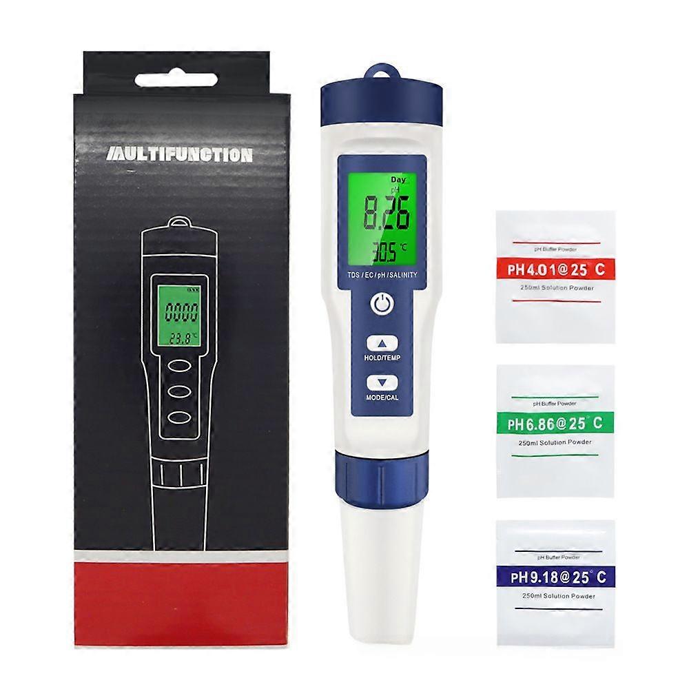 Backlit EZ-9909 water quality tester PH/EC/TDS/salinity/temperature five-in-one Multi-function test pen