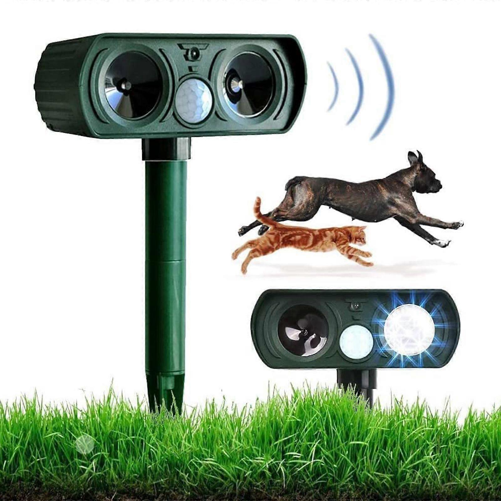 Outdoor Solar Animal Repeller, 110 Ultrasonic Animal Repellent, Animal Deterrent Rodent Repeller with Motion Sensor and Led Light for Cat Raccoon