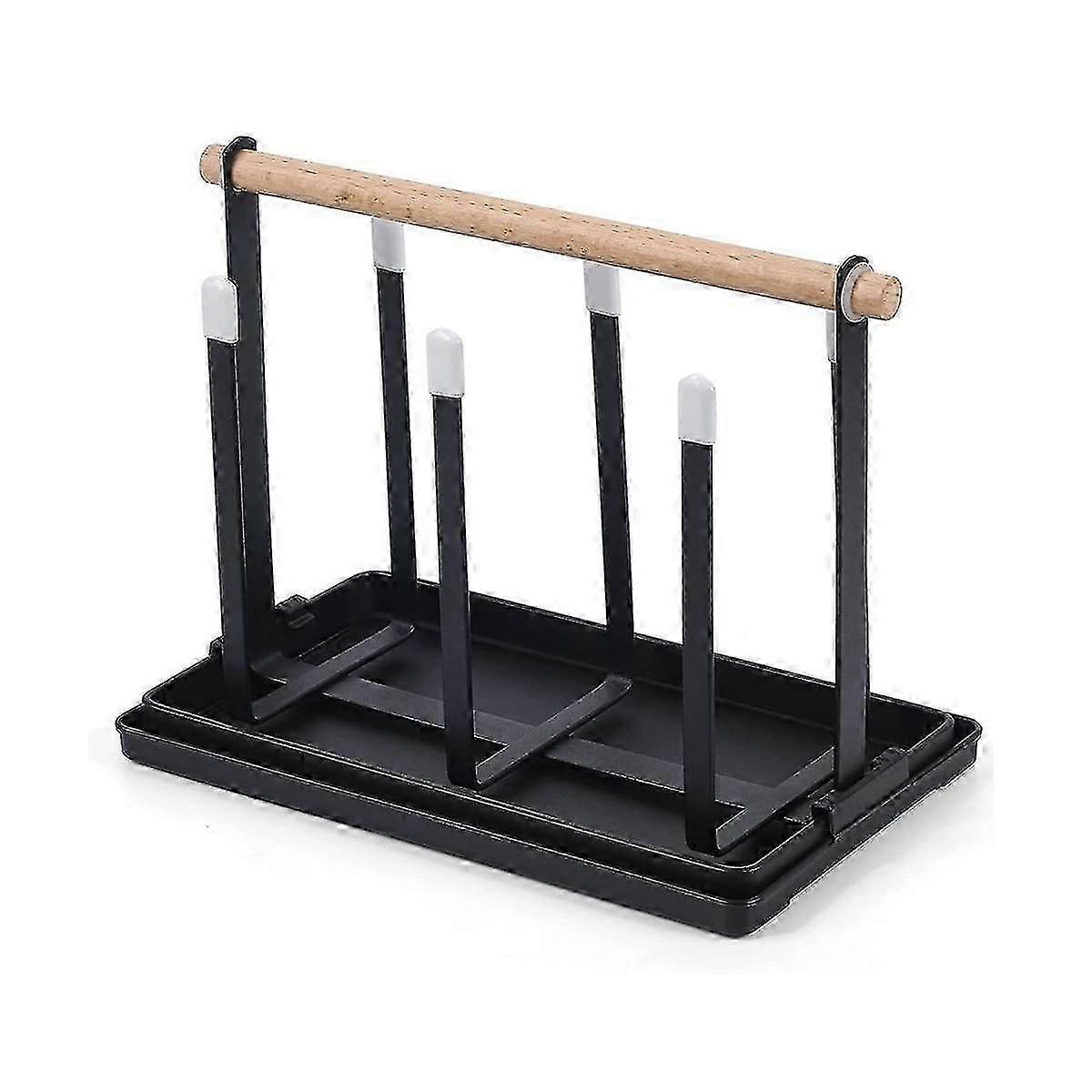 Supporto, scolapiatti, bottiglie, 6 supporti, portabicchieri in metallo con vassoio e asciugatrice per bottiglie e bicchieri