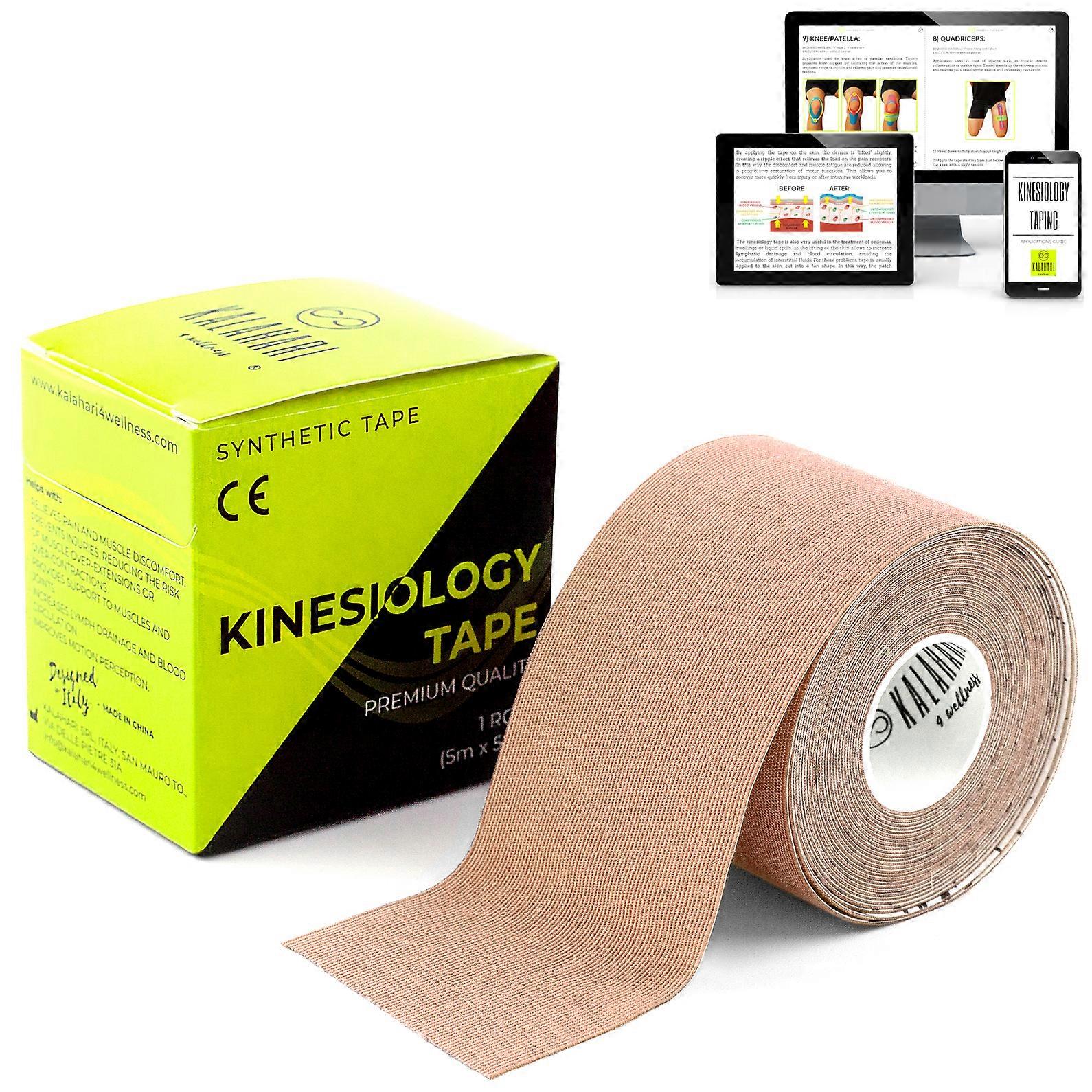 KALAHARI Professionele Kinesiologie Tape plus E-Book Toepassingen - Kinesiologie Tape voor een betere hechting op water, zweet – Kinesio 5cm x 5m