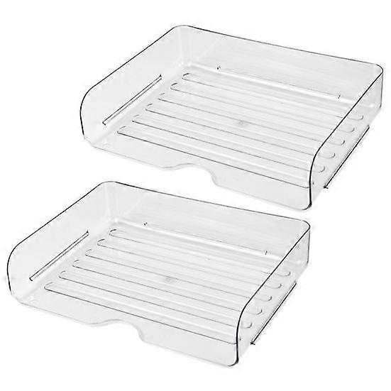 2 Pcs Home Storage Box Clear Desk Book Organizer Paper Tray Letter Stackable Organizer School Office Desktop File