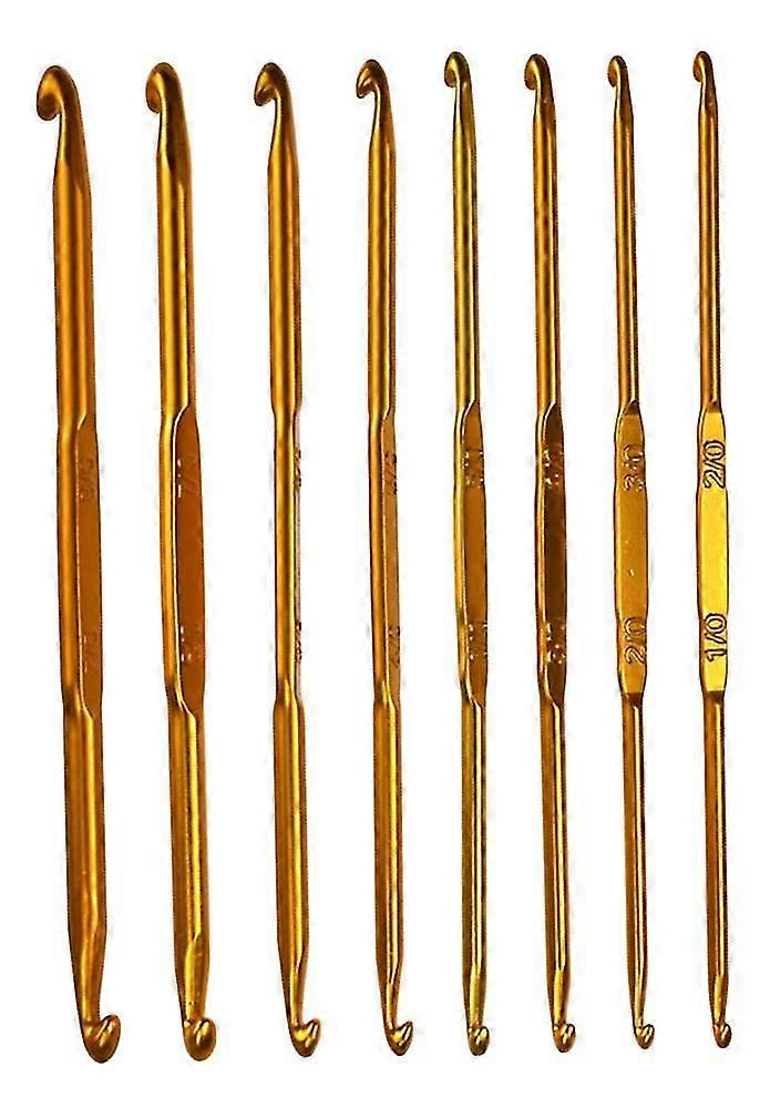 Double Claw Crochet Hook, Aluminum Knitting, Double Head Crochet Hook (color:gold)(8pcs)