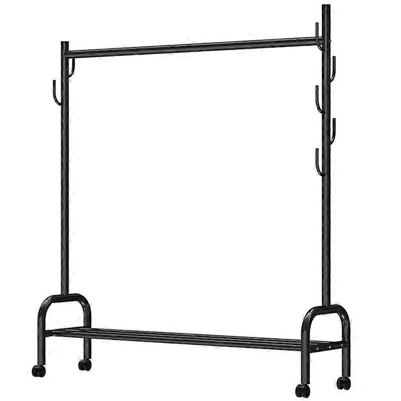 Freestanding clothes rack with wheels