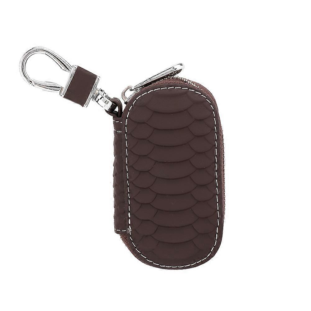 Universal PU Leather Car Remote Key Fob Bag Smart Key Holder Case (Brown Fish-scale Pattern)