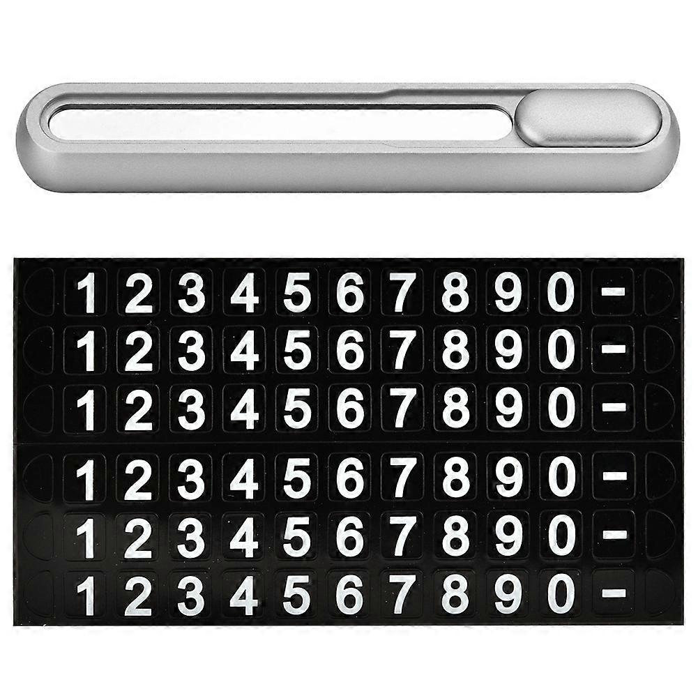 Luminous Car Parking Phone Number Plate Card Sliding Auto Mobile Temporary Stop Sign (Silver)