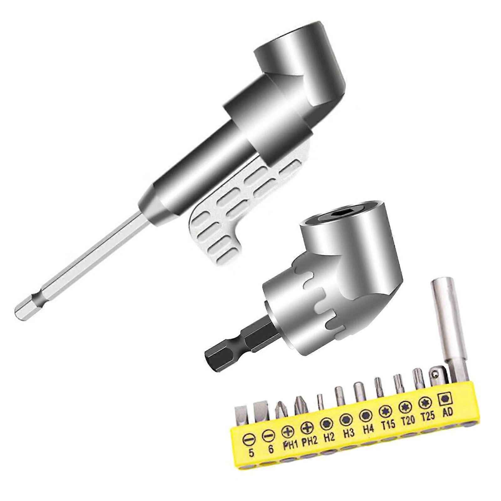 1 Set Electric Drill Adapter with 12 Screwdriver Bits 105 Degrees Drill Corner Tool Heavy Duty Alloy Drill Attachment Electric Power Drill Bending Ext