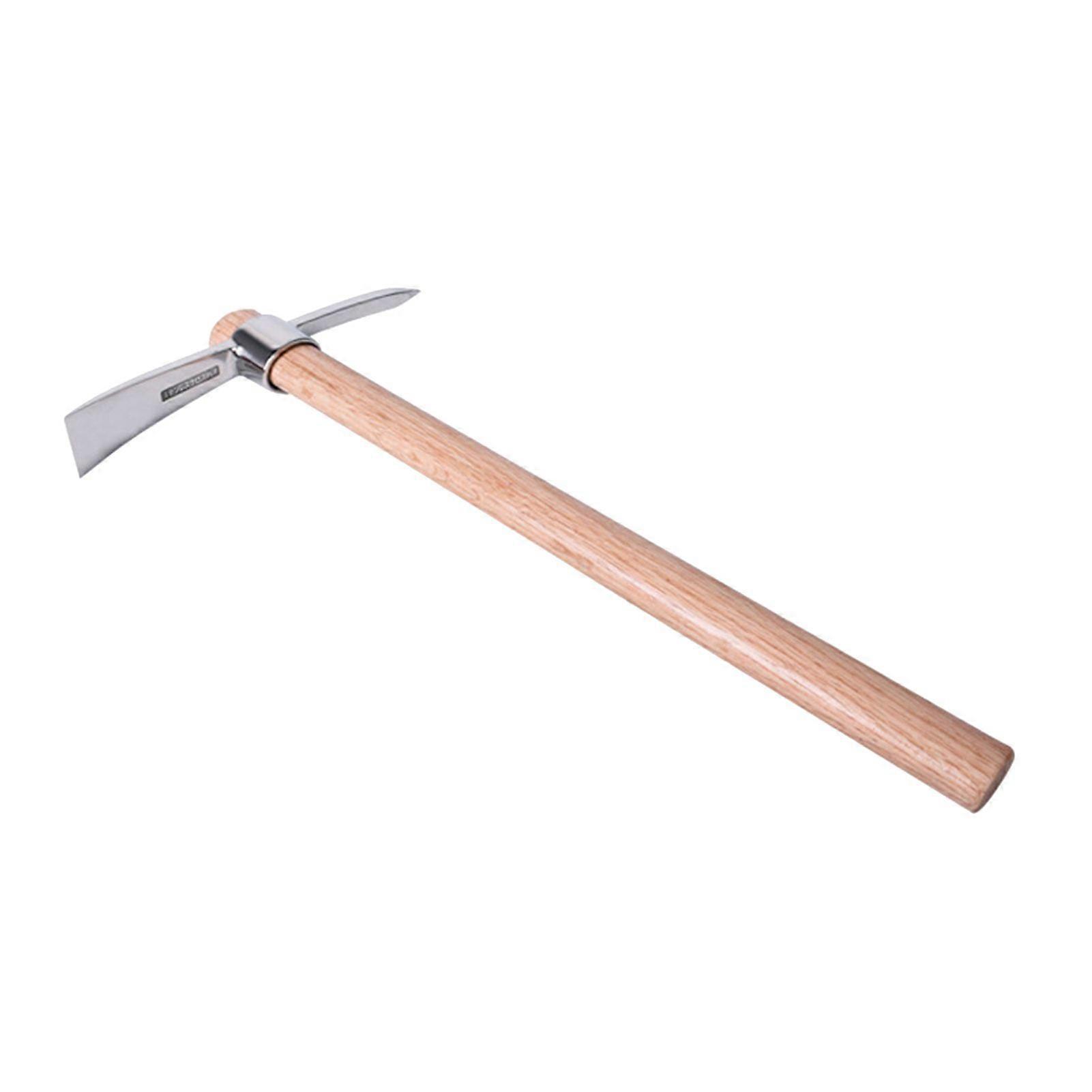 Stainless Steel Double Headed Pickaxe with Wooden Handle Loosening Soil Digging Multifunctional Mattock Pickaxe Gardening Tools