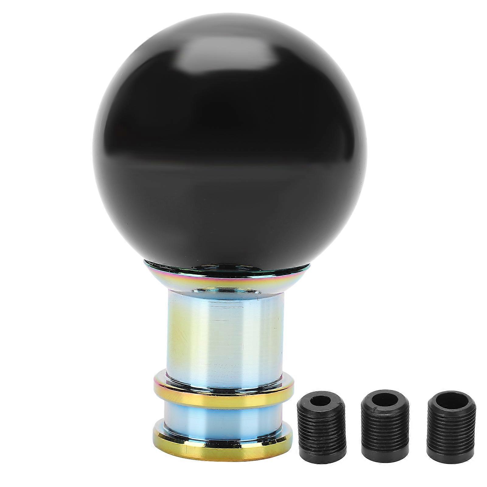 Round Gear Knob Acrylic Black Color Ball Shape with 3 Plastic Adapter Universal Car Accessories