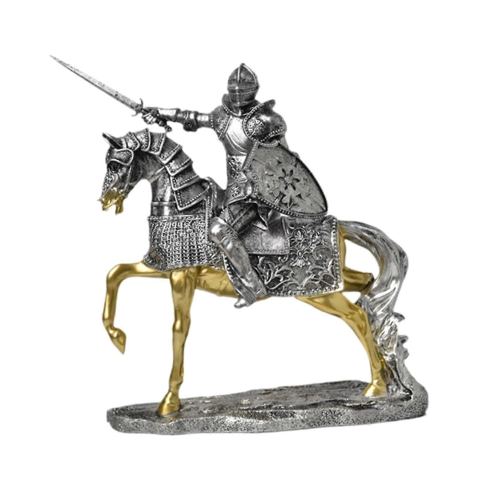 Knight Horse Statue Desktop Ornament for Table Centerpiece Bedroom Fireplace