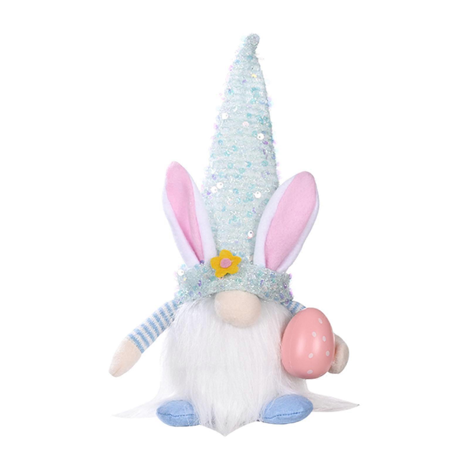 Πασχαλινό λαγουδάκι Gnome Βελούδινο ξωτικό διακοσμήσεις LED φωτιζόμενες σκανδιναβικές πούλιες κουνέλι Tomte άνοιξη Διακόσμηση ημέρας του Πάσχα Home Table Στολίδι δώρο μπλε