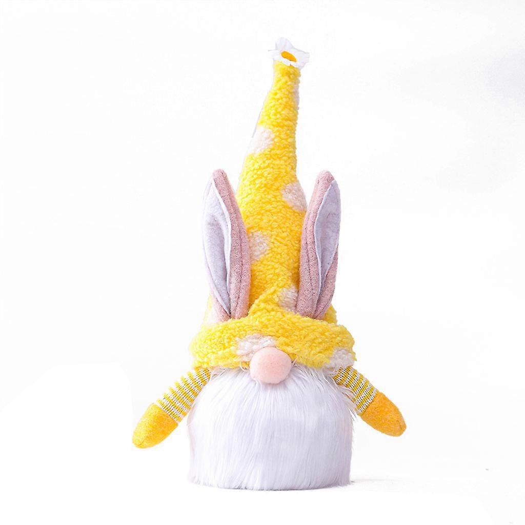 Easter Gnome Decorations Handmade Bunny for Doll with LED Light Dwarf Swedish To Glowing yellow rabbit