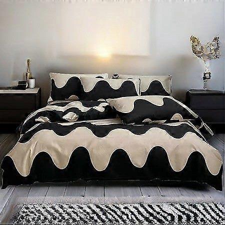 4pcs Polyester Fiber Bedding Flat Sheet Pillowcase Duvet Cover Set