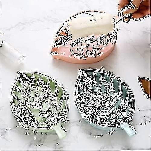 Leaf-shaped Soap Dish With Draining Tray, 3 Pack