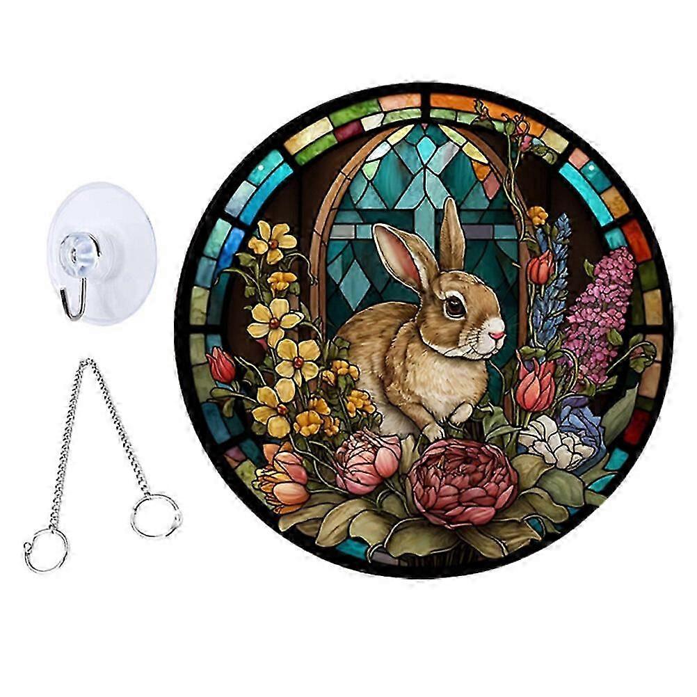 Easter Acrylic Stained Hanging Ornament Rabbit Flower Window Hanging Decoration