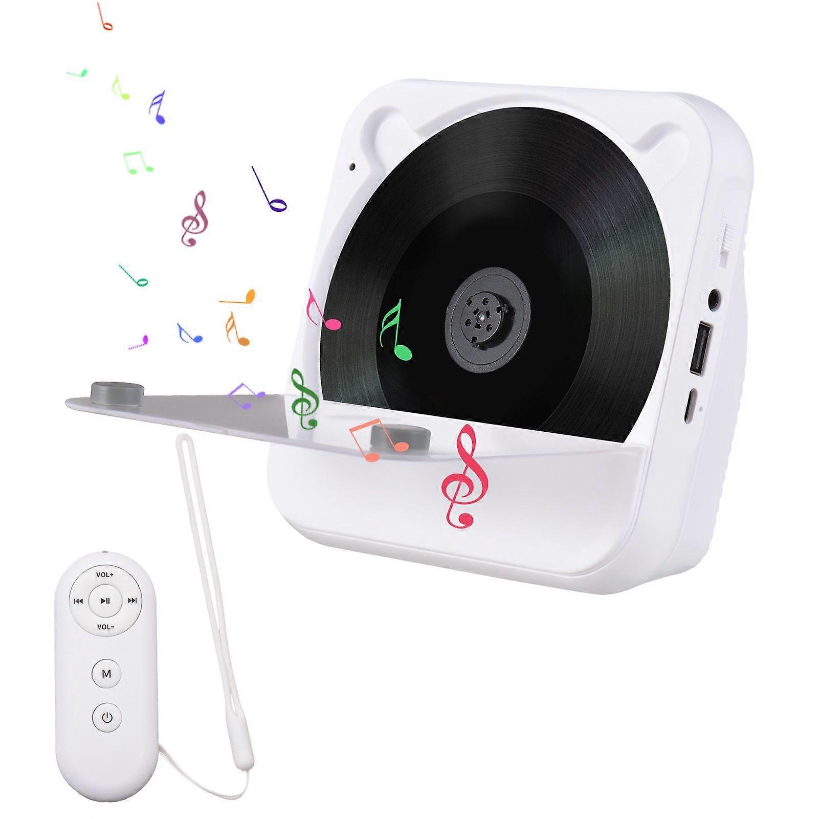 CD Player with Remote Control BT Portable Desktop CD Player for Home LED Screen Display Built-in HiFi Stereo Sound Speakers FM Radio/U Disk/AUX/Repeat