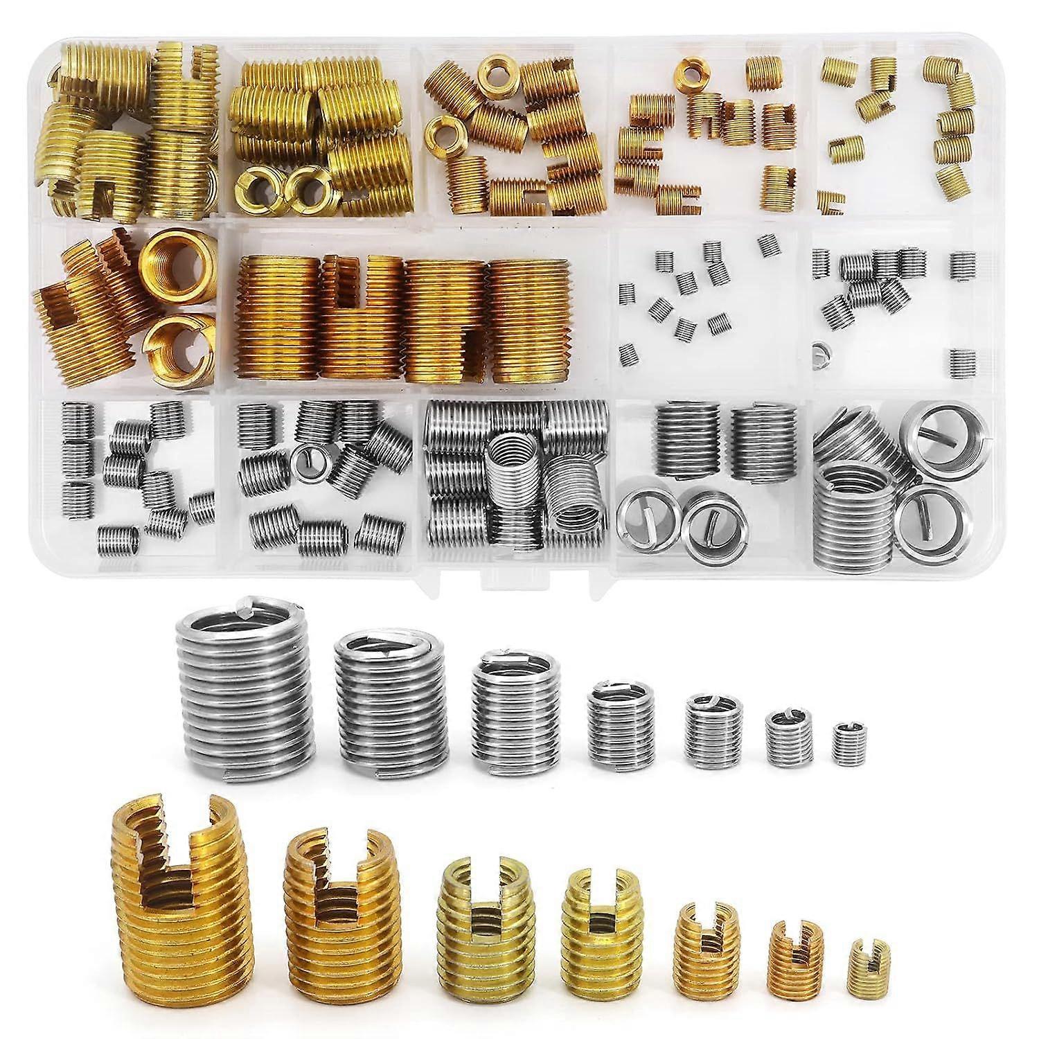 116Pcs Galvanized Stainless Steel Self Tapping Thread Insert M3 M4 M5 M6 M8 M10 M12 Repair Bushing Thread Repair Insert Kit