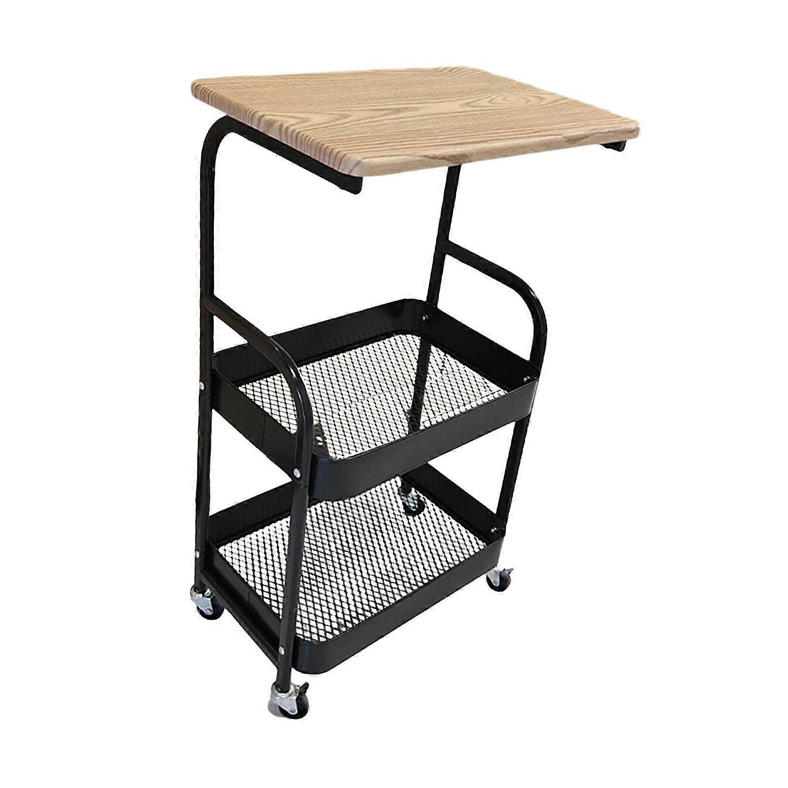 עגלת אחסון עגלת אחסון חוט מתכת מתכת לחלל צר חדר שינה חדר אמבטיה גרגרי עץ לבן