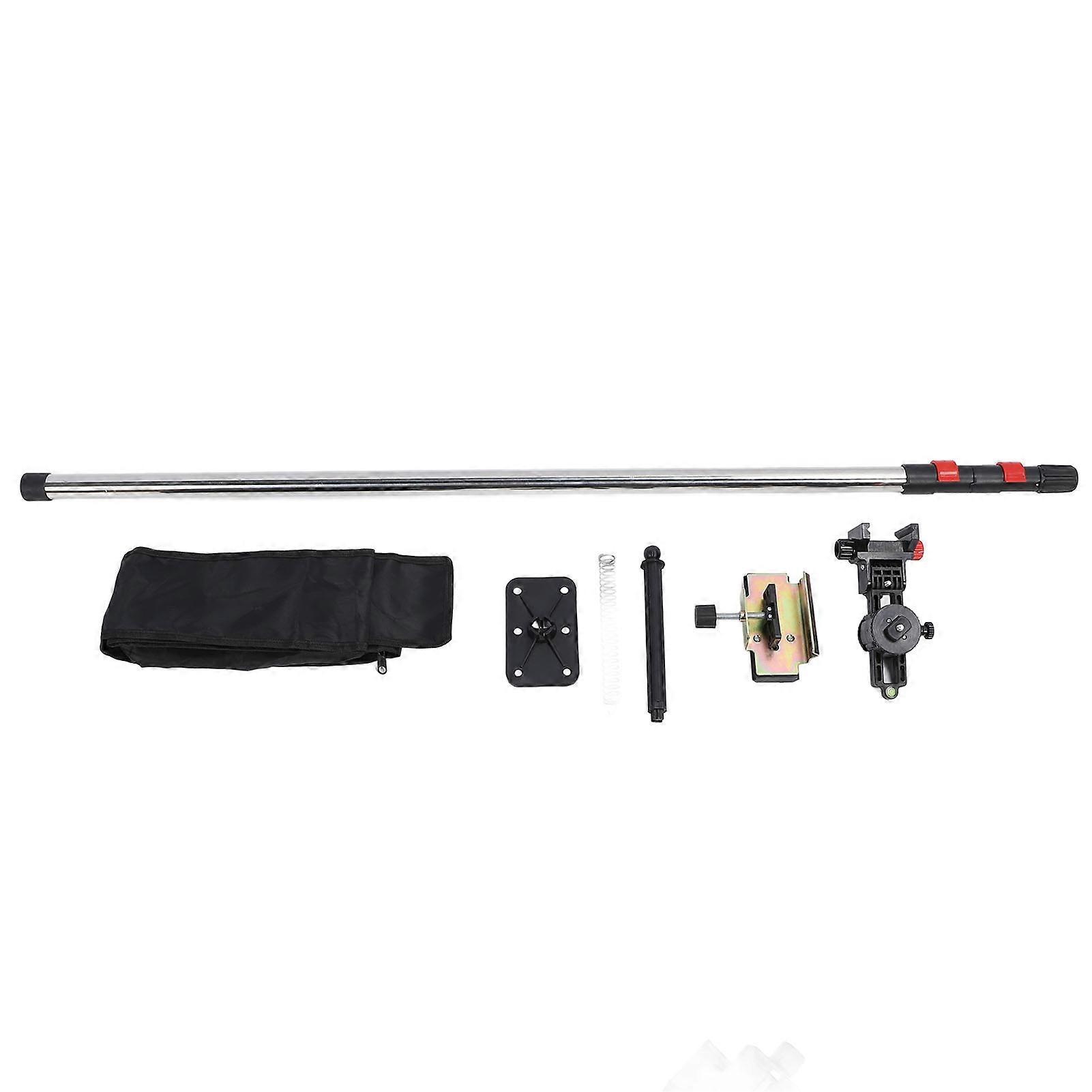 9.84FT Level Telescopic Pole Extendable Stainless Steel Laser Leveler Mounting Pole with Stabilizer and Top Plate
