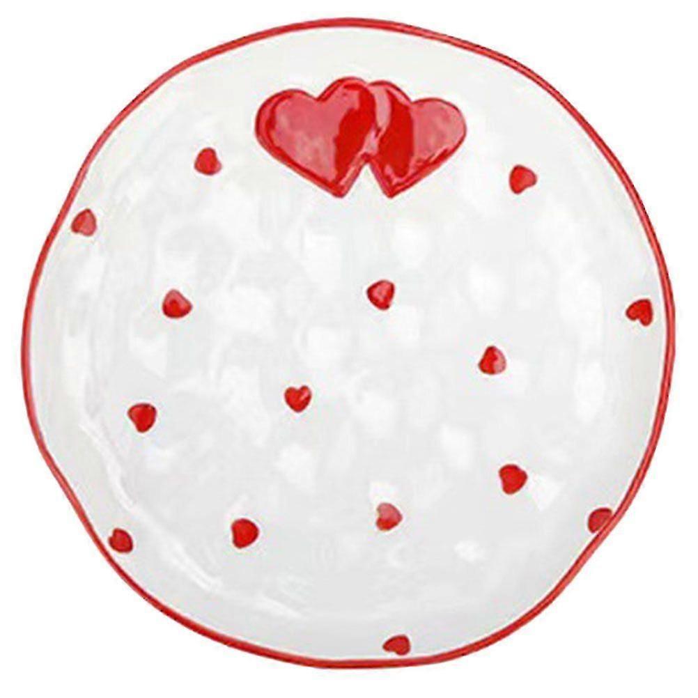 Ceramic Dessert Plate Heart Pattern Food Plate Restaurant Snacks Fruit Plate