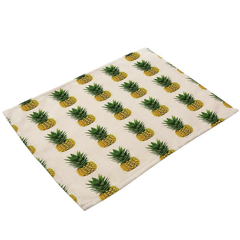 Pineapple Printing Cotton Linen Placemat Dining Table Mat 6-Piece Set Home Decor Tableware