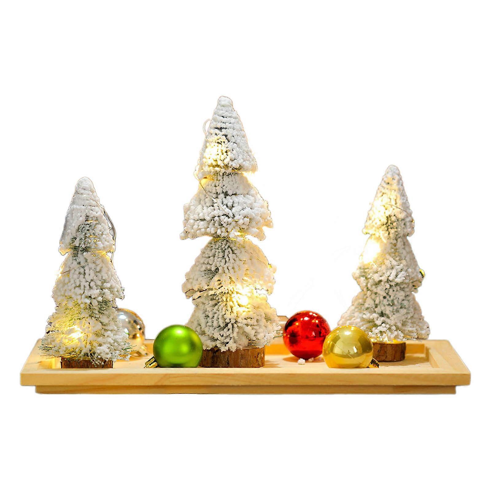 Festival Miniature Christmas Tree with Lights Decorated Desktop Christmas Tree with Lights Holiday Ornament Charm