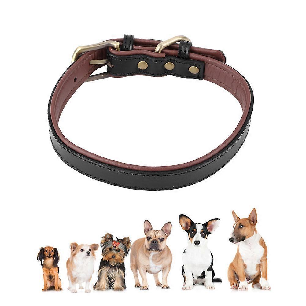 Artificial Leather Adjustable Dog Neck Collar with Metal Buckle, Durable Pet Accessory, Multiple Sizes Available