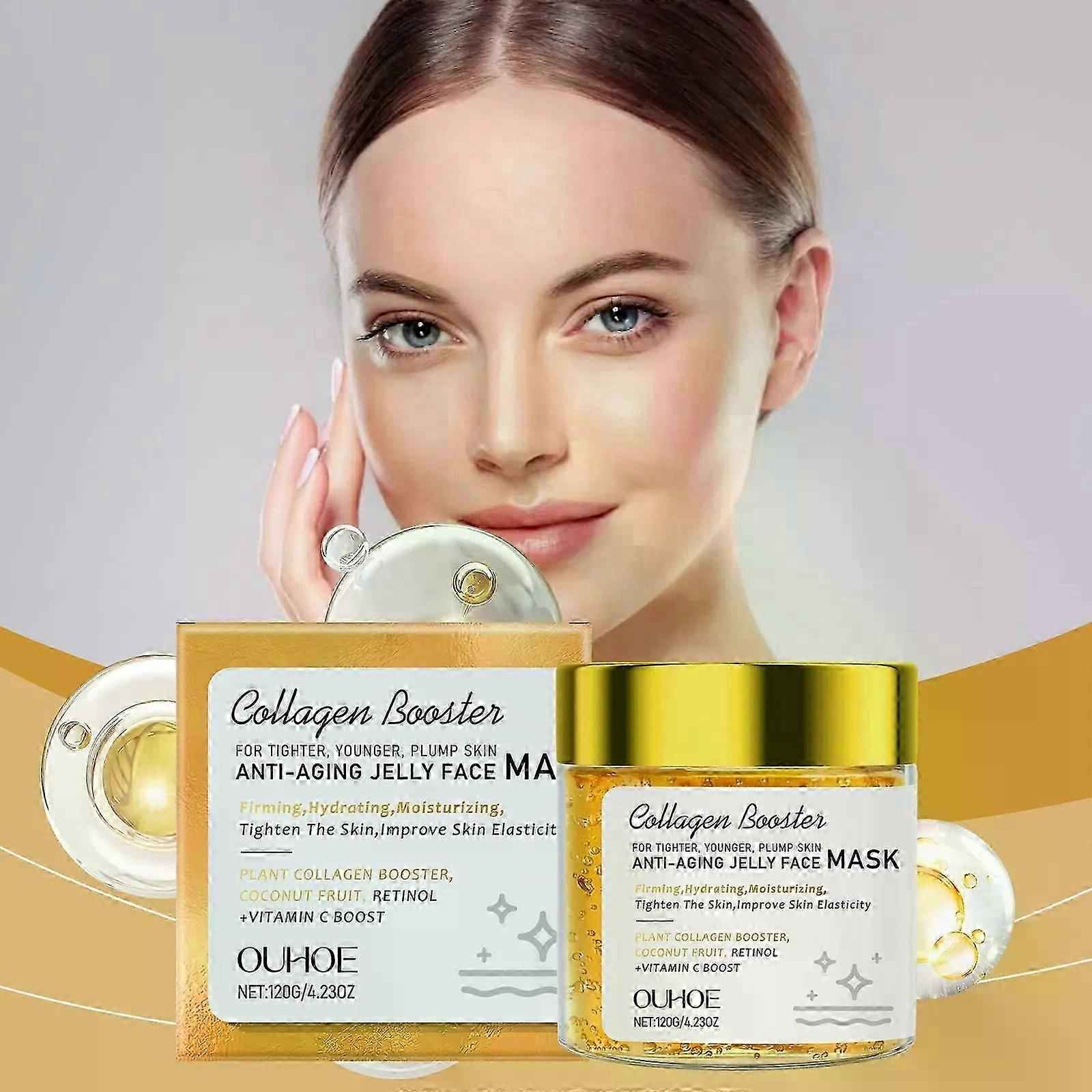 Collagen & Vitamin C Anti-Aging Jelly Face Mask - Anti-Aging Face Mask For Tighter Skin, Softens Fine Lines & Wrinkles