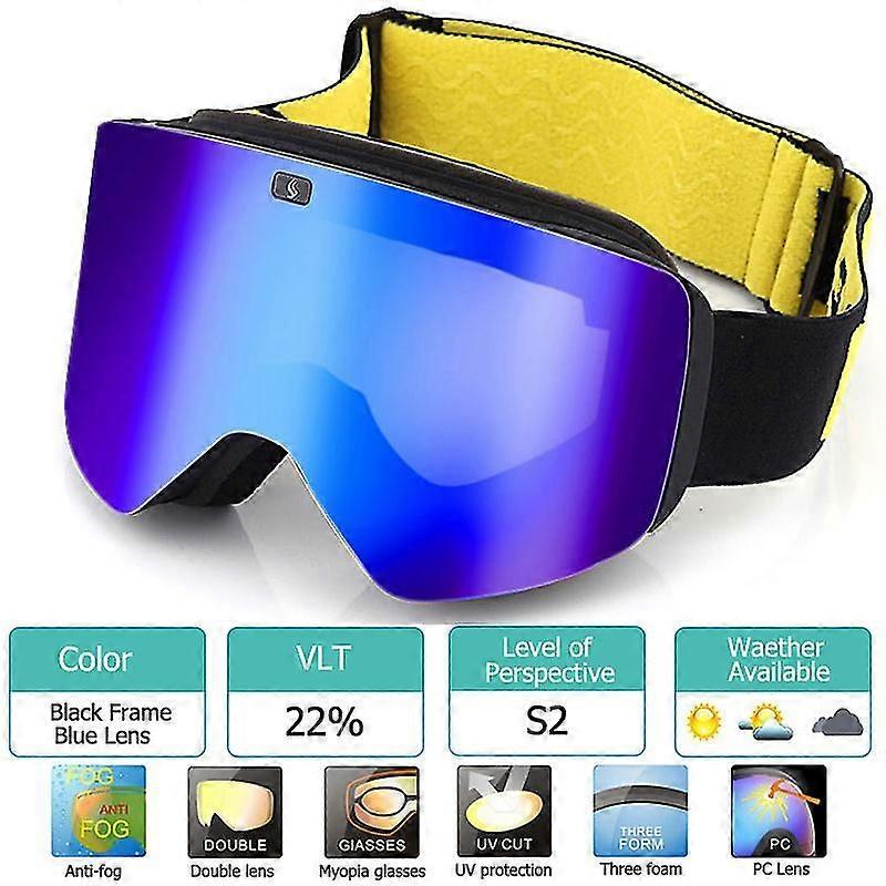 Ski Goggles With Magnetic Double Layer Polarized Lens Skiing Anti-fog Uv400 Snowboard Goggles Men Women Ski Glasses Eyewear