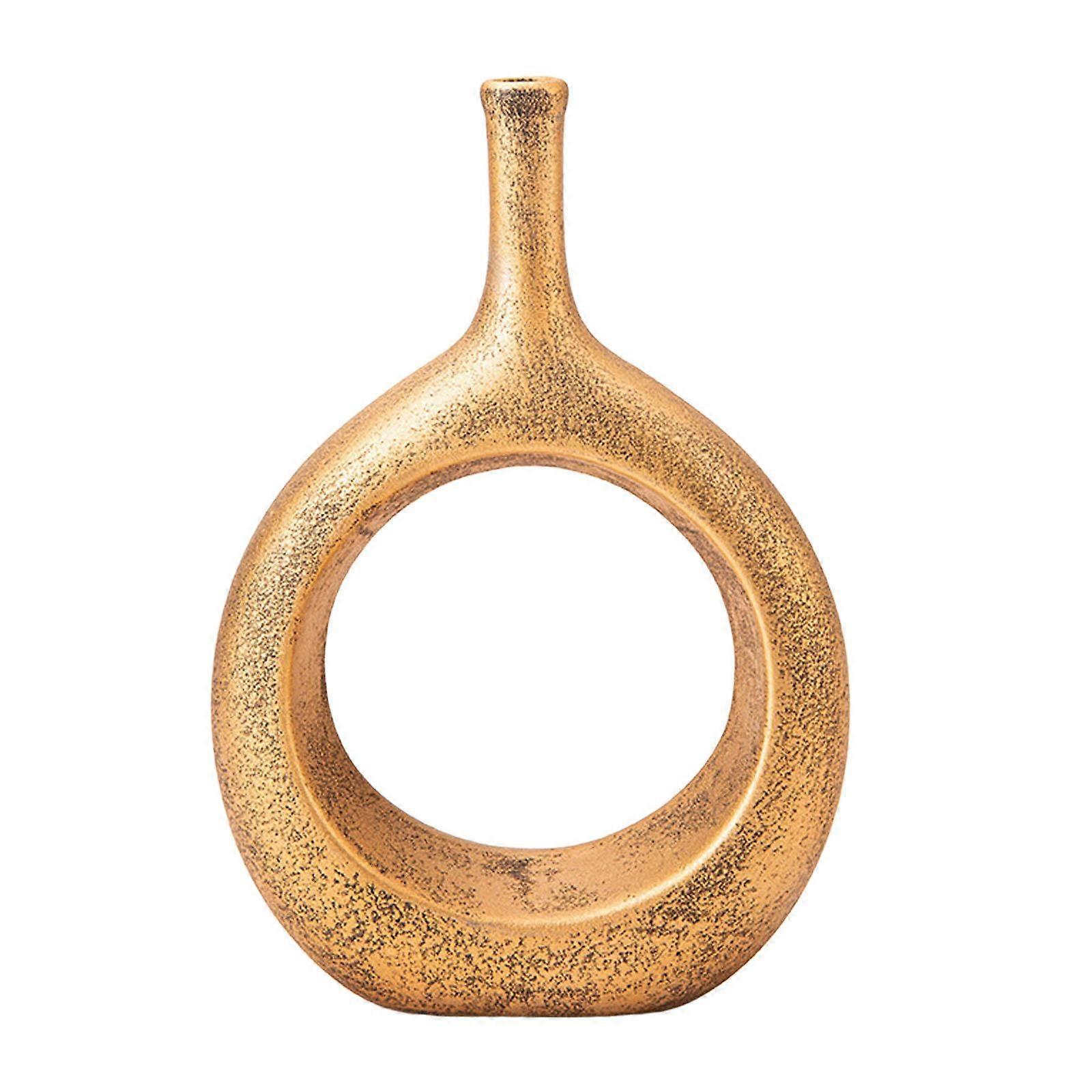 Minimalist Ceramic Vase,Donut Vase Round Vase for Home Tabletop Table Desktop