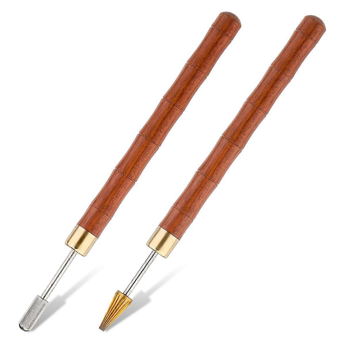 2pcs Leather Edge Dye Pens, Leather Edge Roller Pen Applicator, Leather Edge Printing Tools for Leather Craft DIY Work