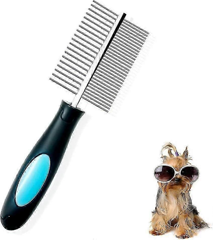Dog Comb, Pet Comb Double Side Comb Professional Grooming Tool for Brushing Deshedding Anti Lice Dog