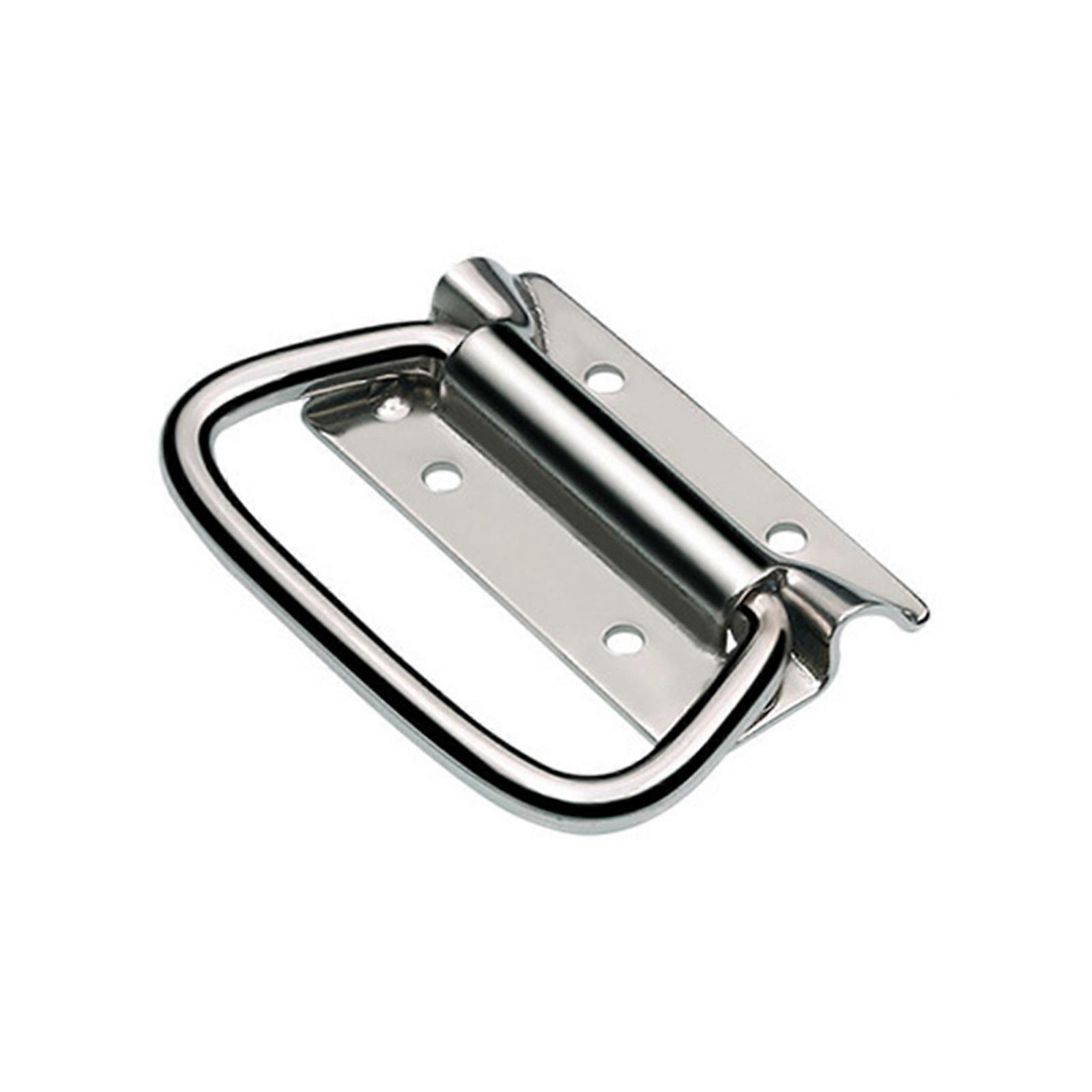 Chest Handle Stainless Steel Pull Handle Chest Ring Handle Folding Handle with Rubber Grip for Toolboxes Chest Cases