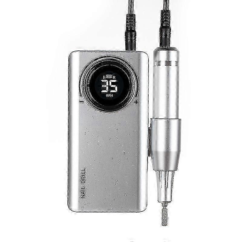 2024 Professional Rechargeable Electric Nail Drill Machine 35000 Rpmlcd Display Powerful Quiet Machine For Manicure Pedicure,silver