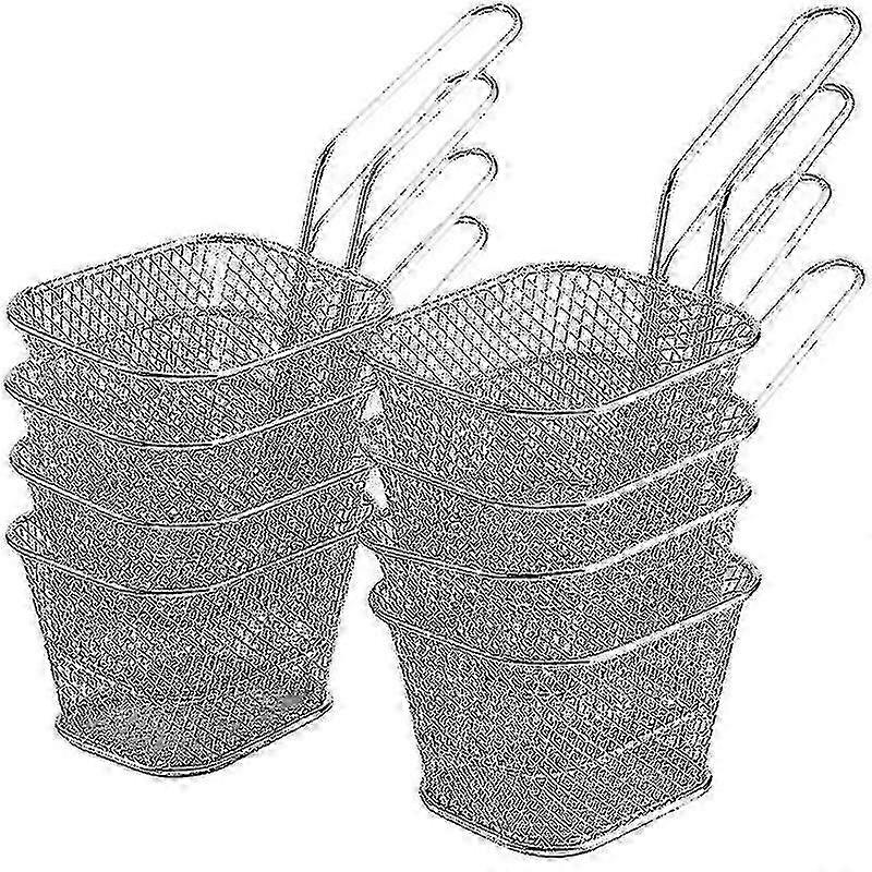 8ピースミニステンレス製フライバスケットセットフライドポテトチキンフィンガーオニオンリングとエビのディスプレイ用