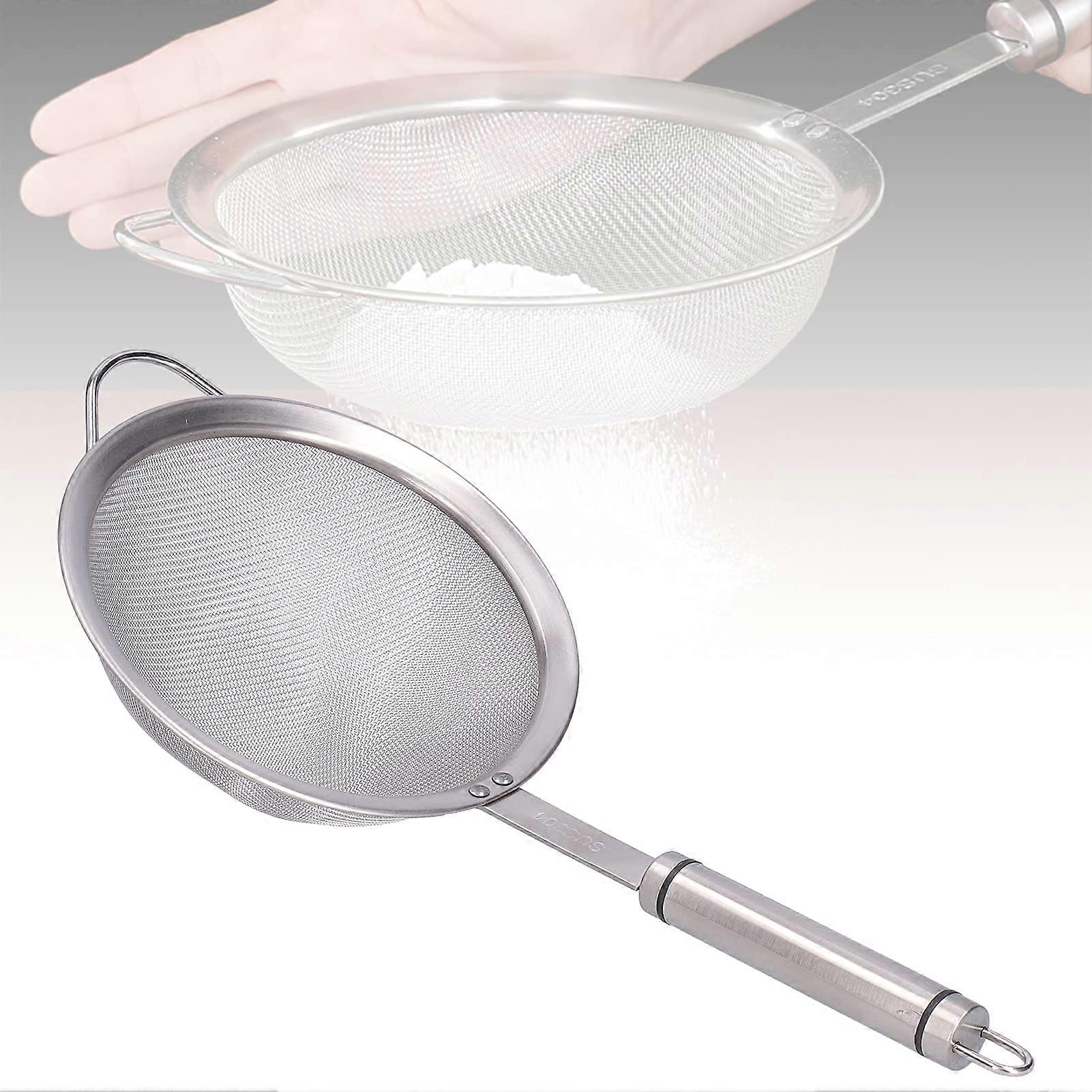 Multifunctional Stainless Steel Oil Filter Scoop with Handle Anti-scalding for Kitchen Filtering Residues 16CM