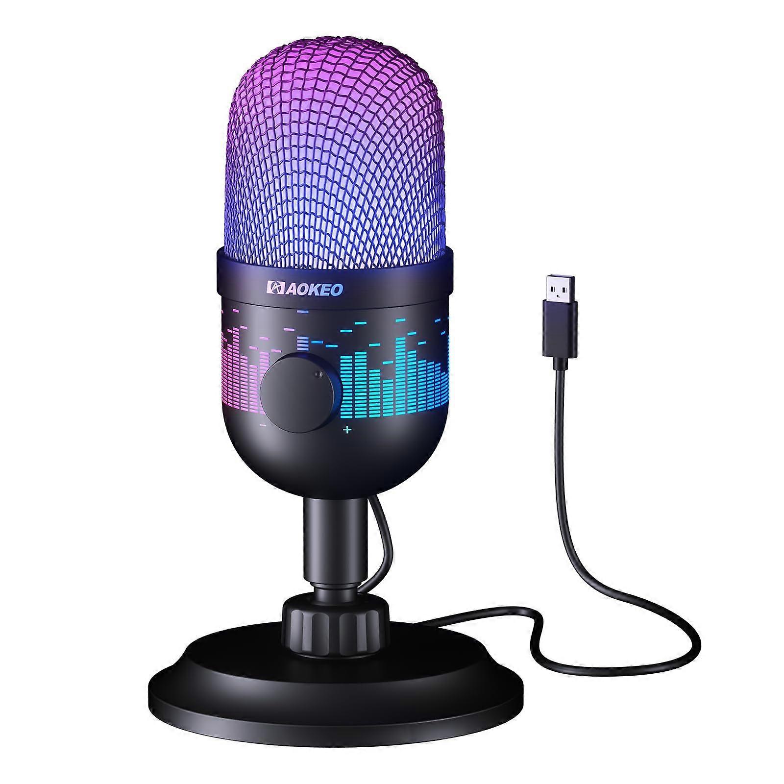 USB Gaming Microphone, Condenser Microphone for PC/MAC/PS4/PS5/Phone-Cardioid Mic with RGB Lighting